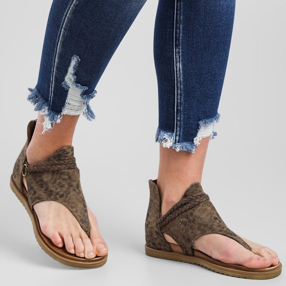 Buckle Brown Leopard Print Sandals - Picture 8 of 8